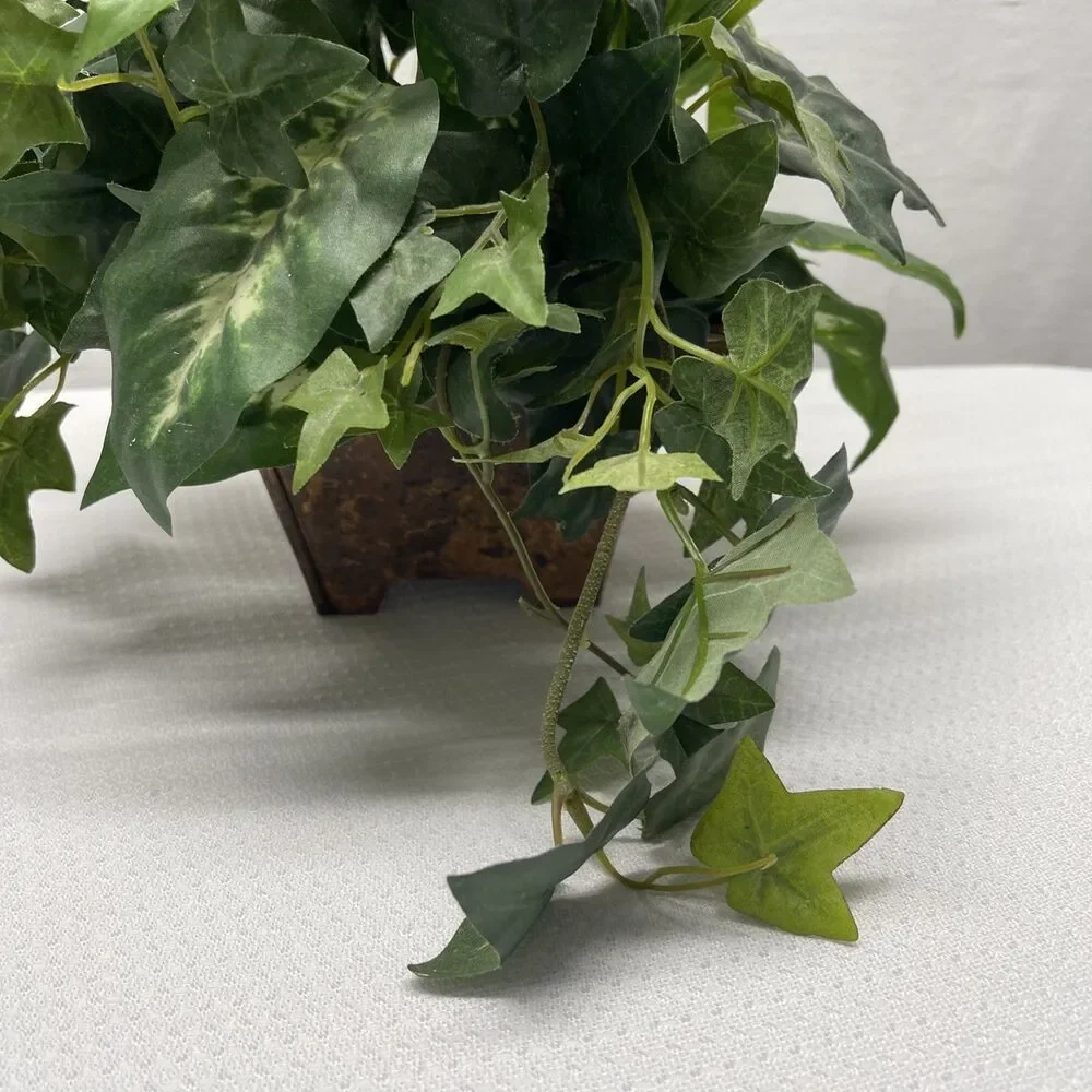 Artificial Indoor Mixed Plants Faux Copper Square Planter Pot 13